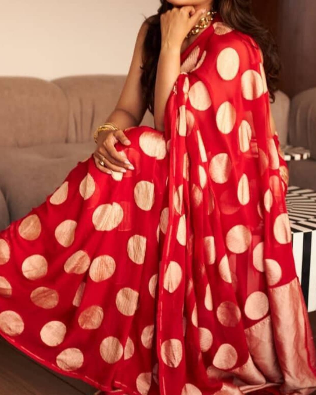 BANARASI HANDLOOM PURE KHADDI GEORGETTE SAREE With blouse