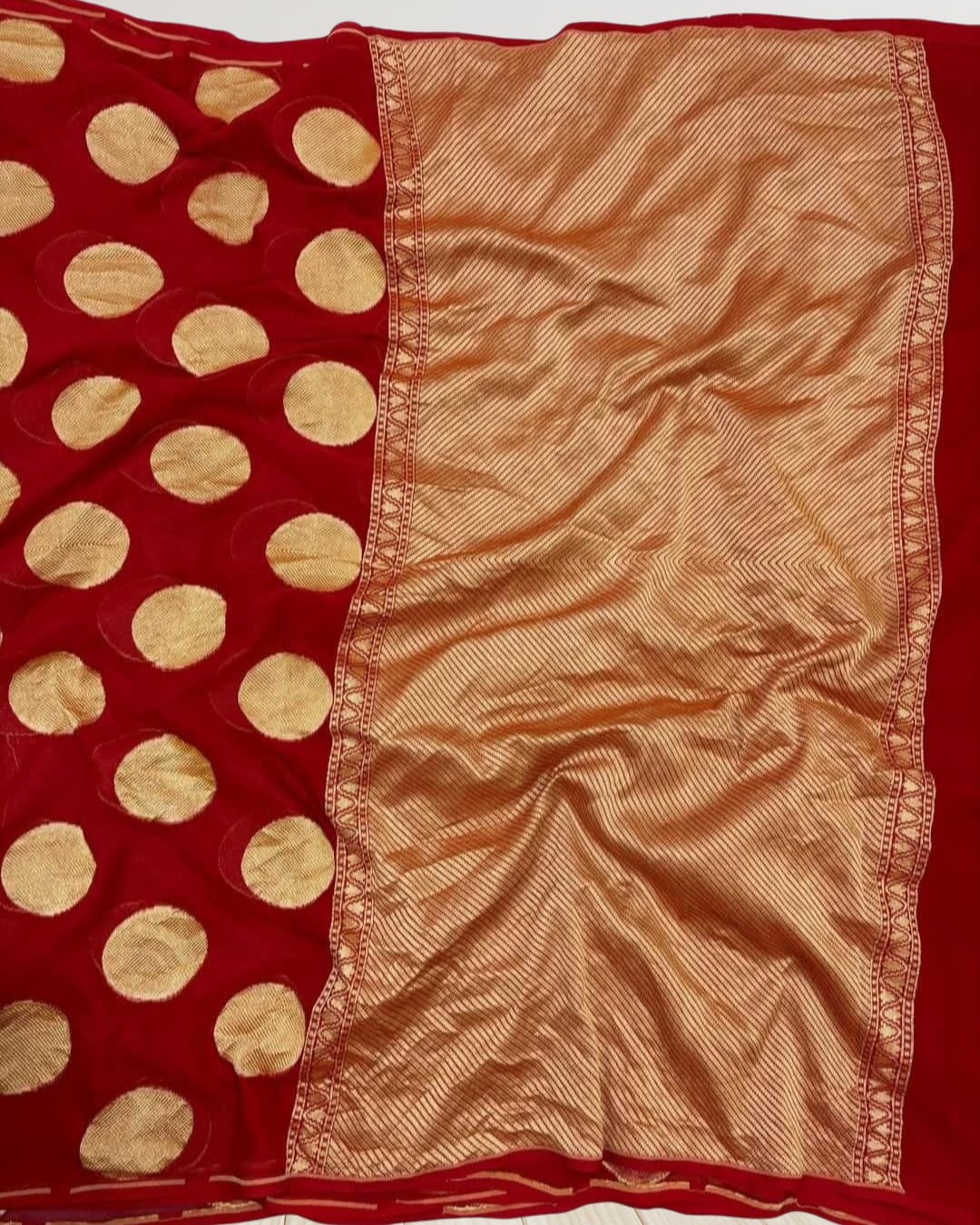 BANARASI HANDLOOM PURE KHADDI GEORGETTE SAREE With blouse