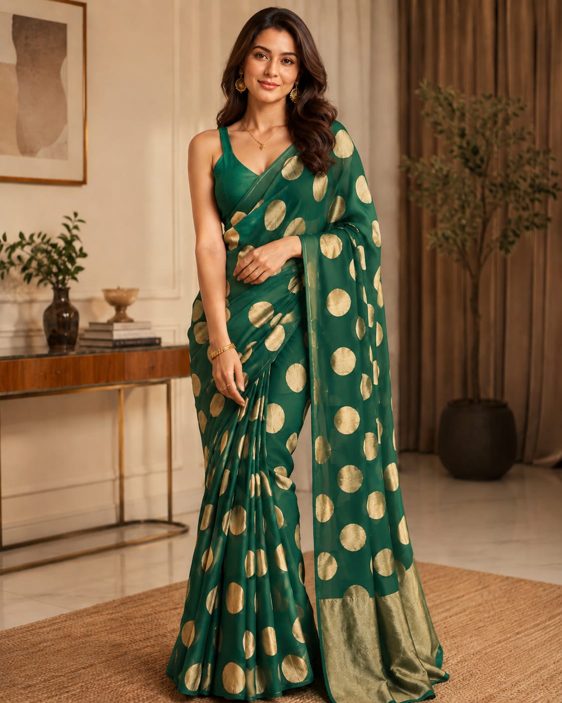 BANARASI HANDLOOM PURE KHADDI GEORGETTE SAREE With blouse