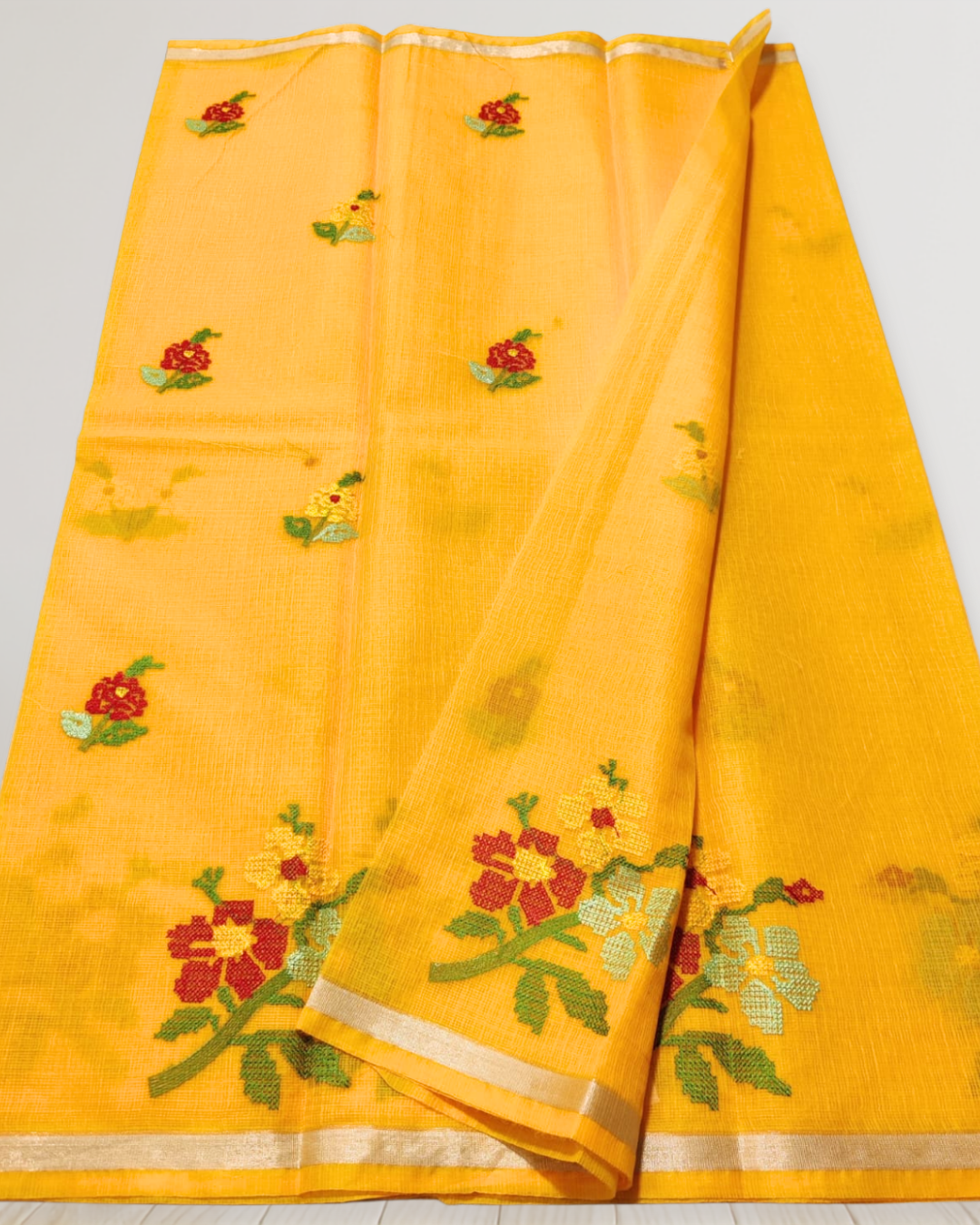 Graceful Mix Kota Cotton Saree with Blouse Piece