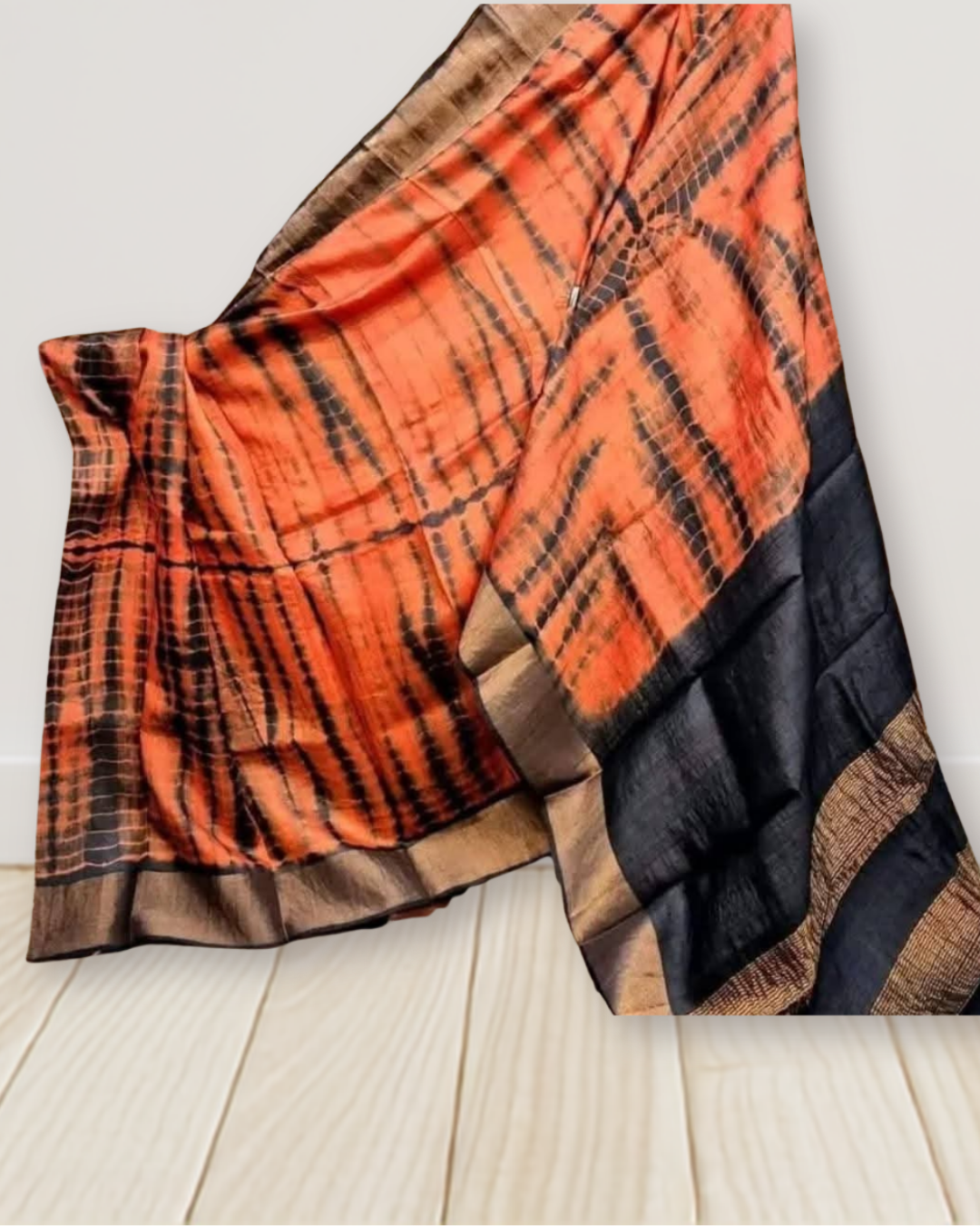 Shibori Print on Zari Tussar Silk Saree | Silk Mark Certified | Pre-Booking