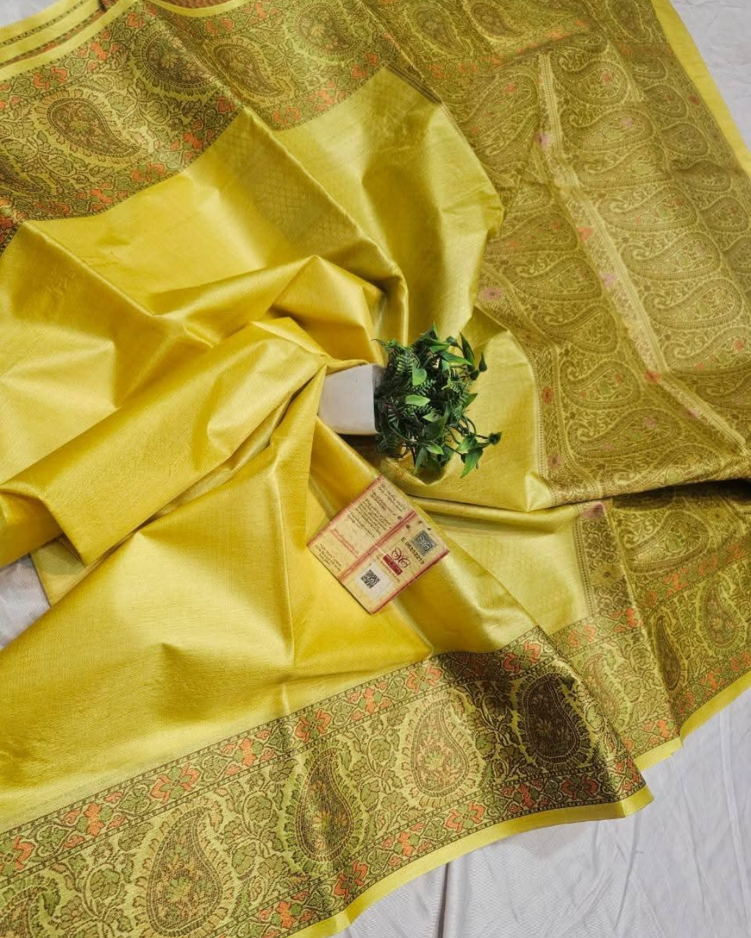 Hand-Painted Madhubani Tussar Ghicha Silk Saree with Silk Mark Certification