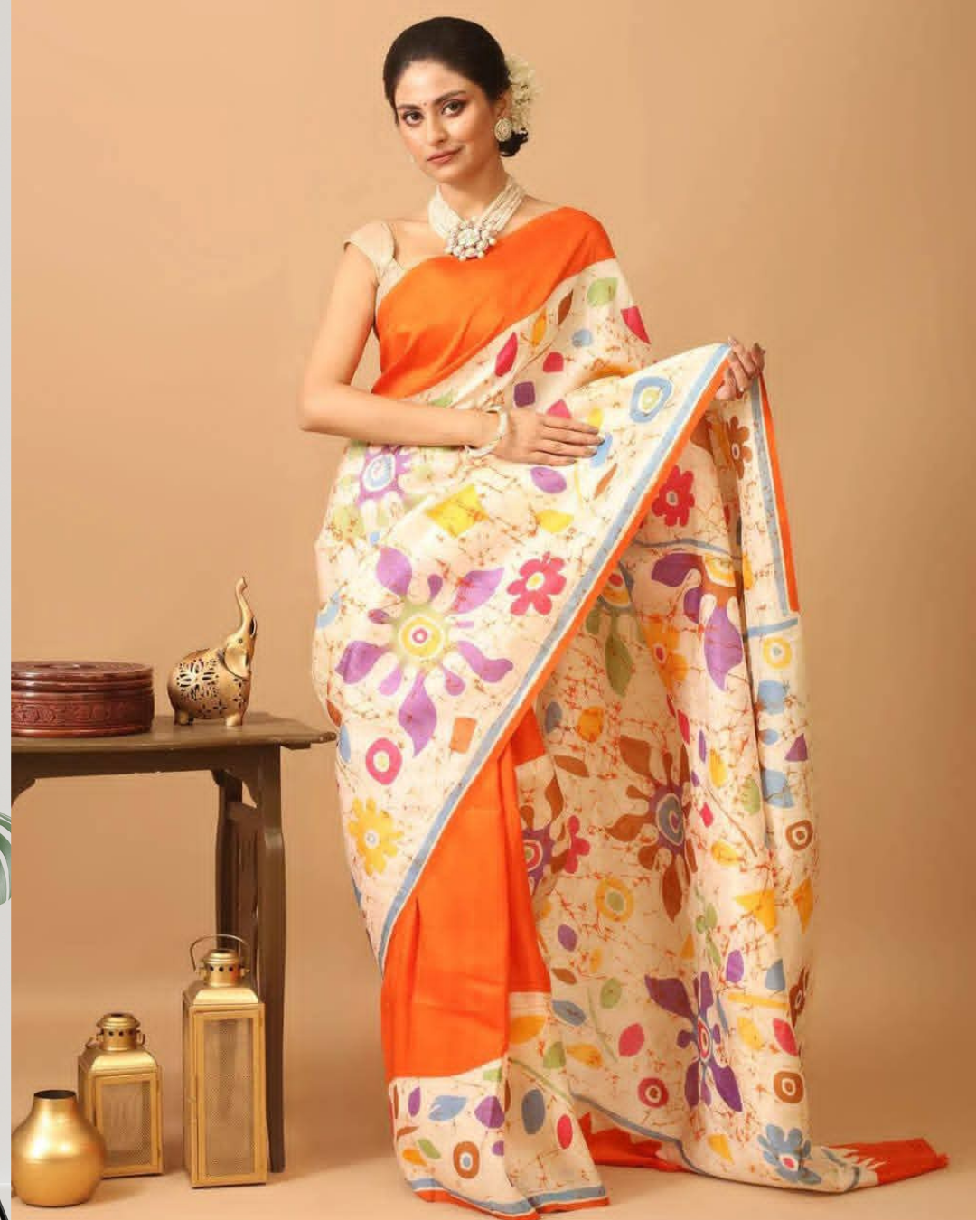 Batik Art on 3 Ply Murshidabad Silk Saree | Silk Mark Certified | Pre-Booking