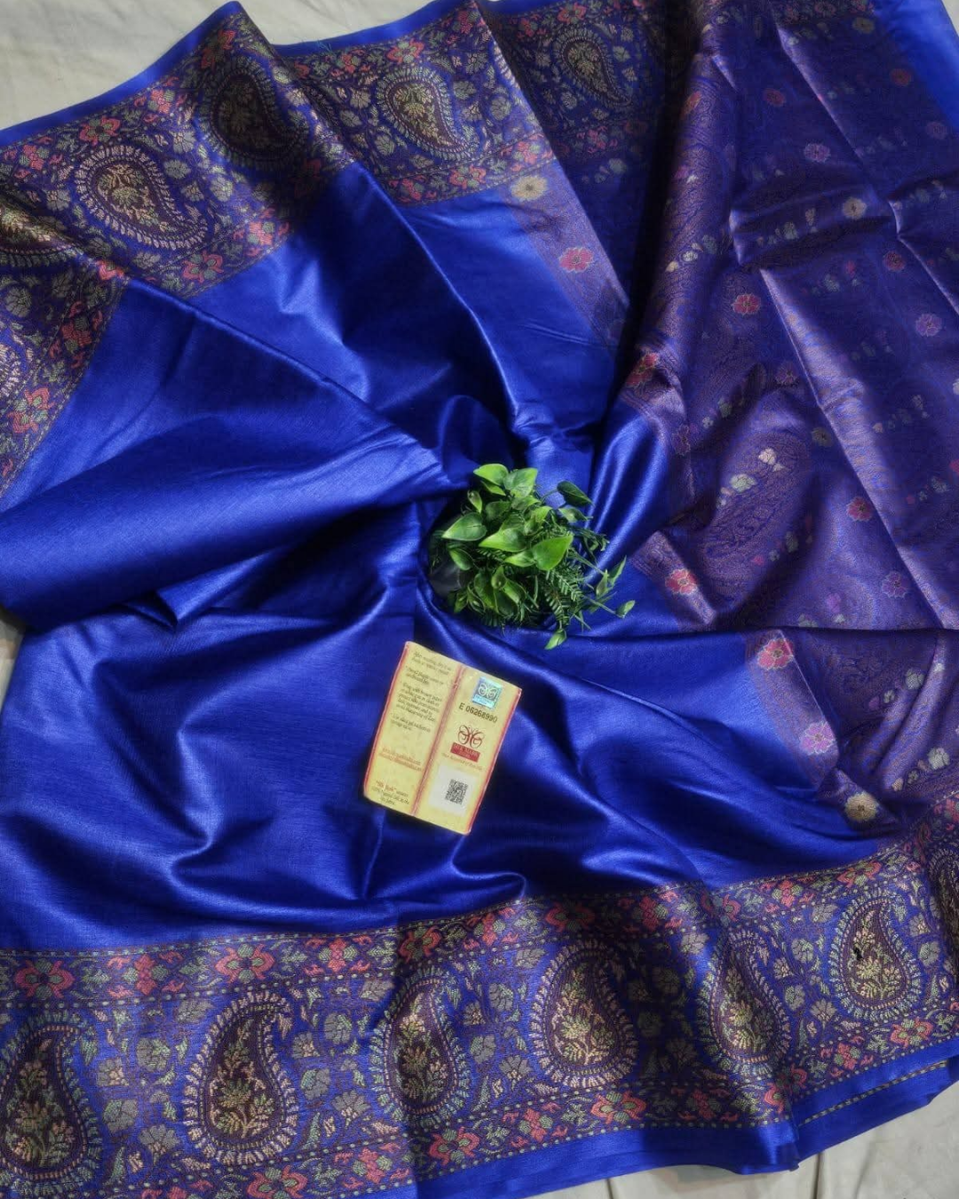 Hand-Painted Madhubani Tussar Ghicha Silk Saree with Silk Mark Certification