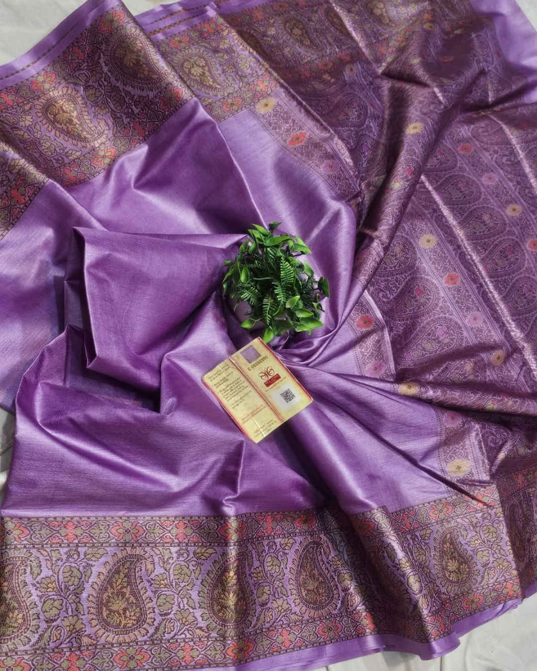 Hand-Painted Madhubani Tussar Ghicha Silk Saree with Silk Mark Certification