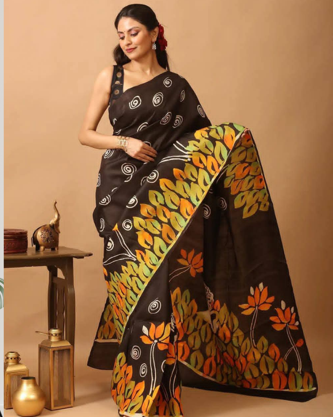 Batik Art on 3 Ply Murshidabad Silk Saree | Silk Mark Certified | Pre-Booking