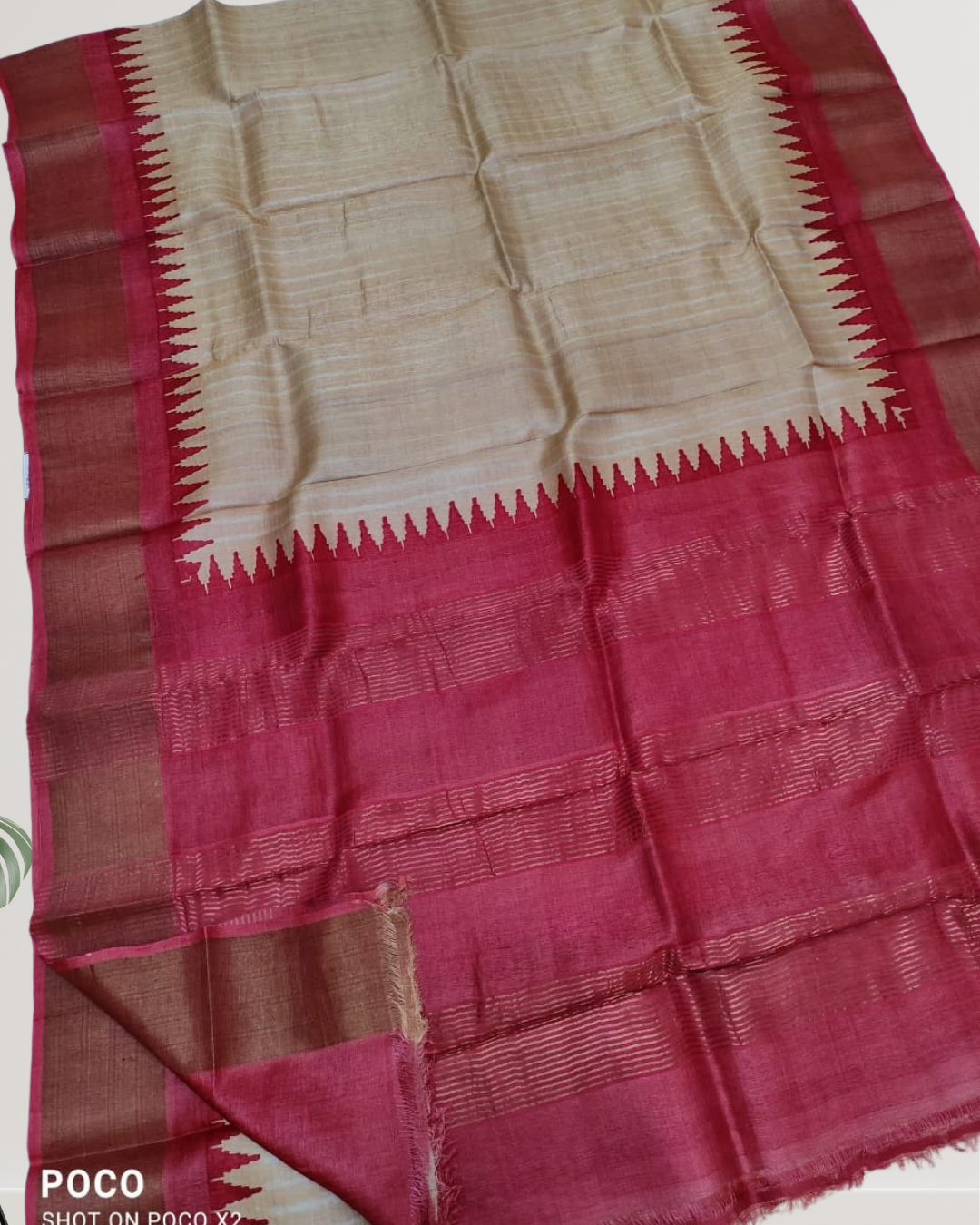 Hand Block Printed Zari Tussar Silk Saree | Silk Mark Certified | Pre-Booking