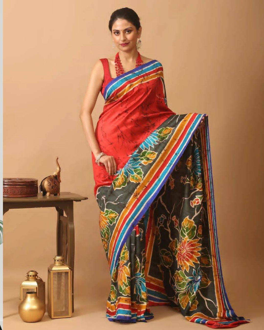 Batik Art on 3 Ply Murshidabad Silk Saree | Silk Mark Certified | Pre-Booking