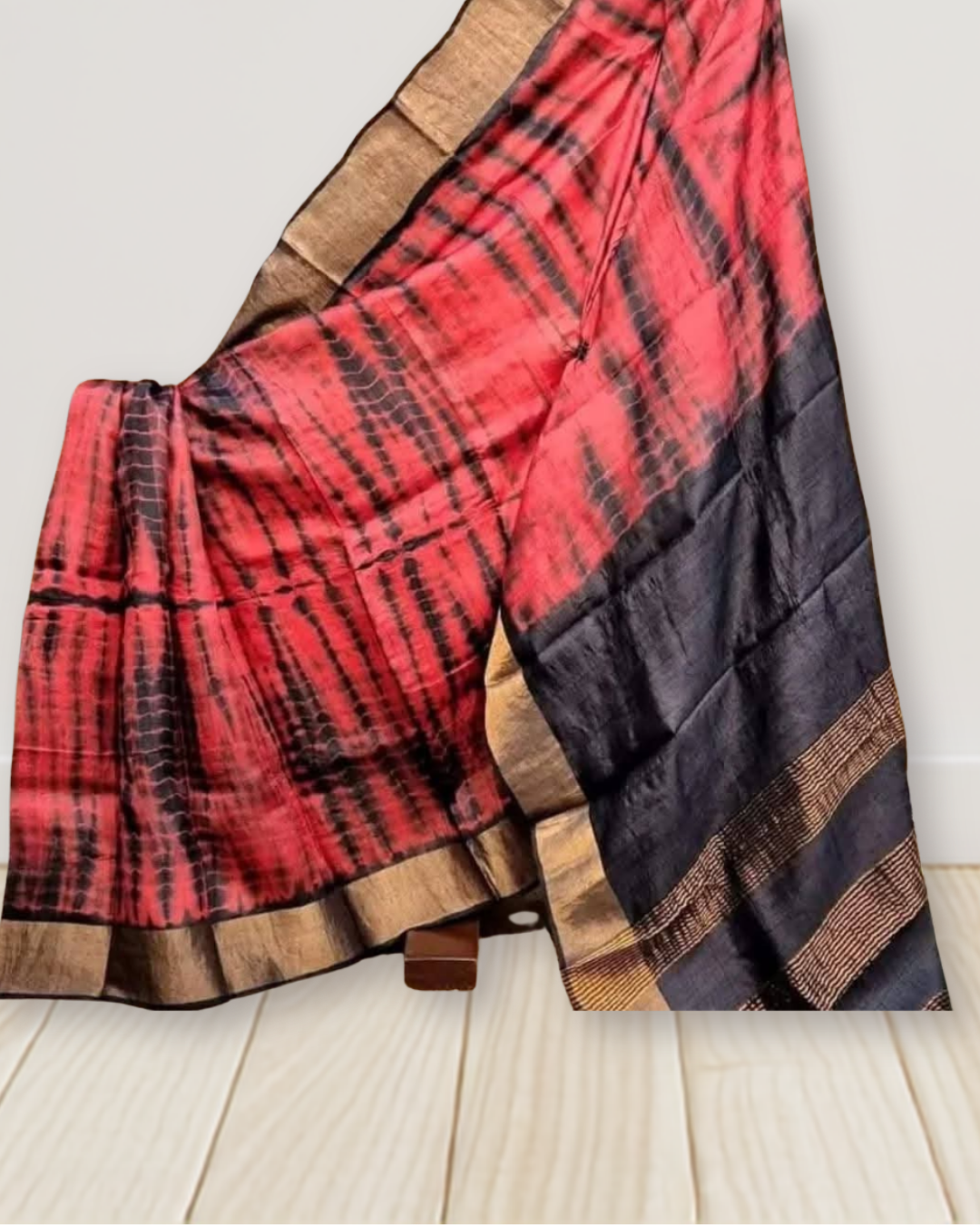 Shibori Print on Zari Tussar Silk Saree | Silk Mark Certified | Pre-Booking