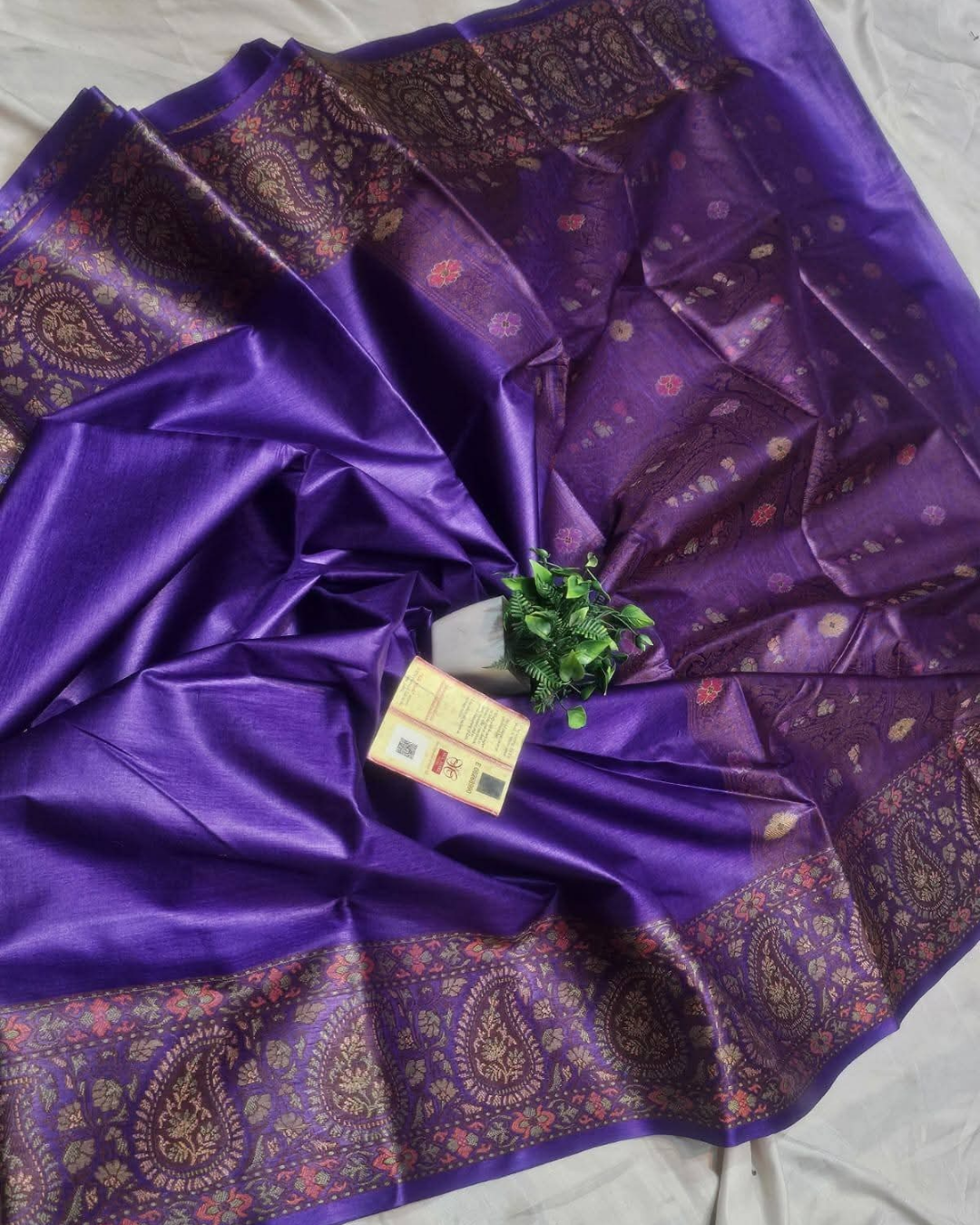 Hand-Painted Madhubani Tussar Ghicha Silk Saree with Silk Mark Certification