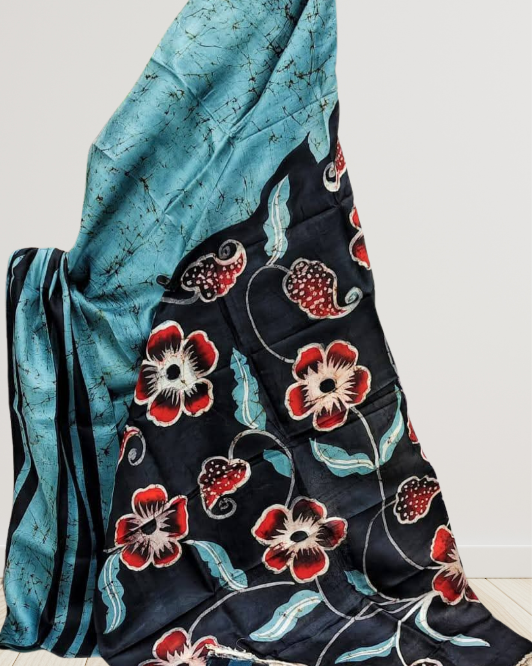 Batik Art on 3 Ply Murshidabad Silk Saree | Silk Mark Certified | Pre-Booking