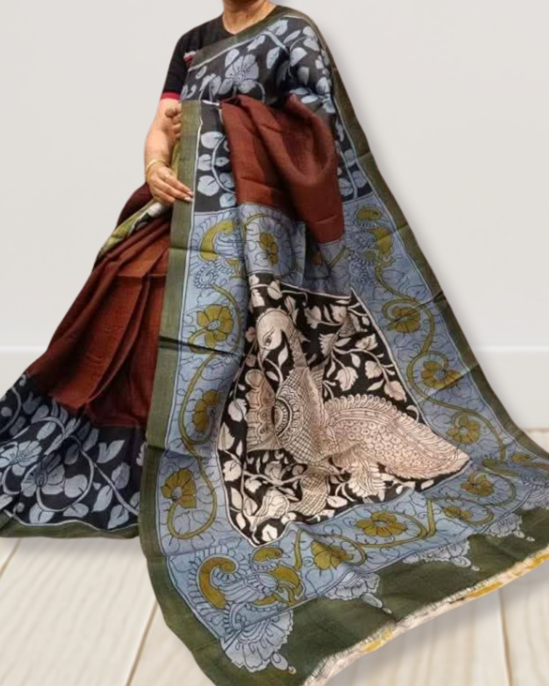 Hand-Painted Kalamkari on Bishnupuri Silk Saree | Silk Mark Certified | Pre-Booking