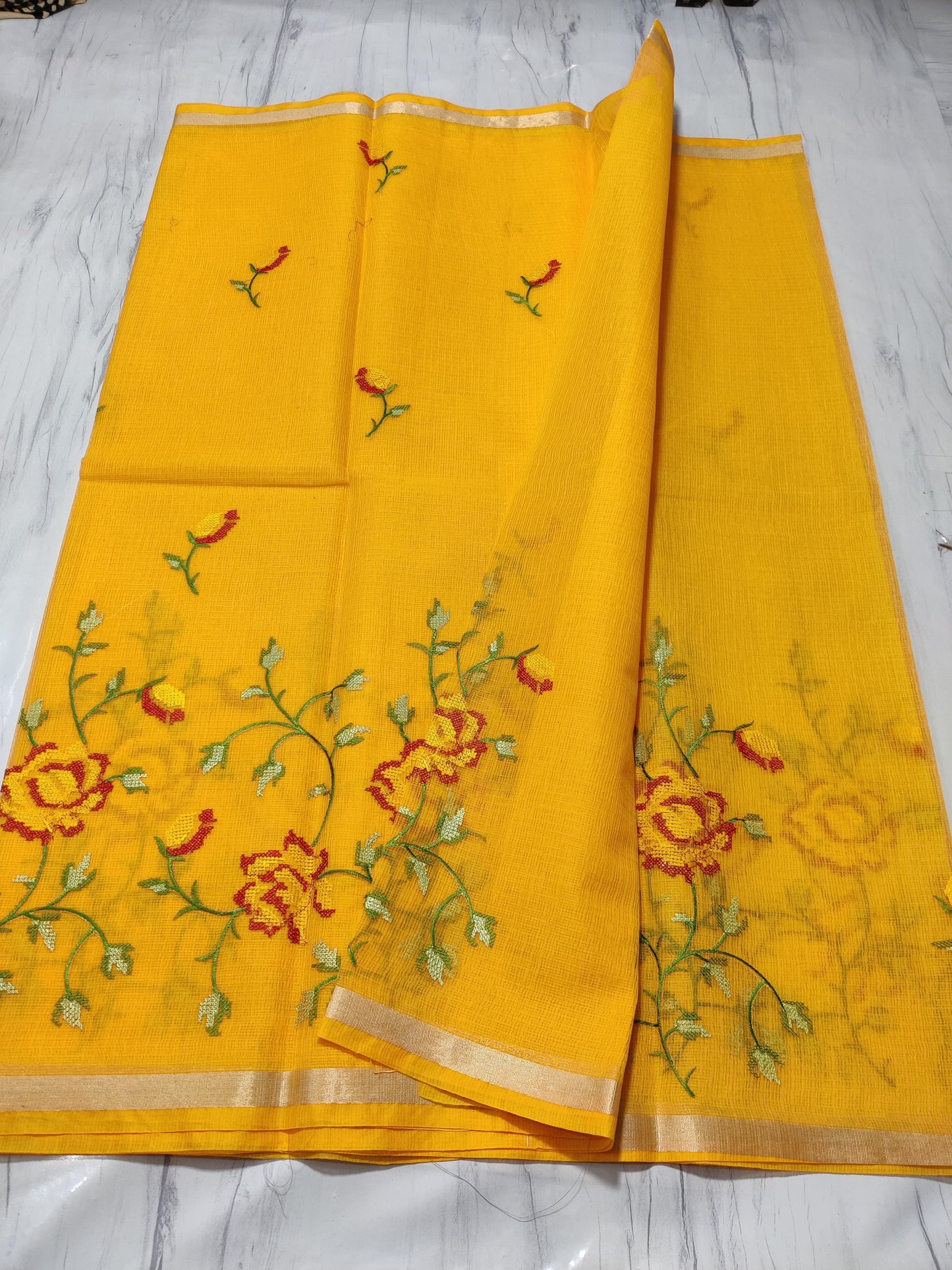 Graceful Mix Kota Cotton Saree with Blouse Piece