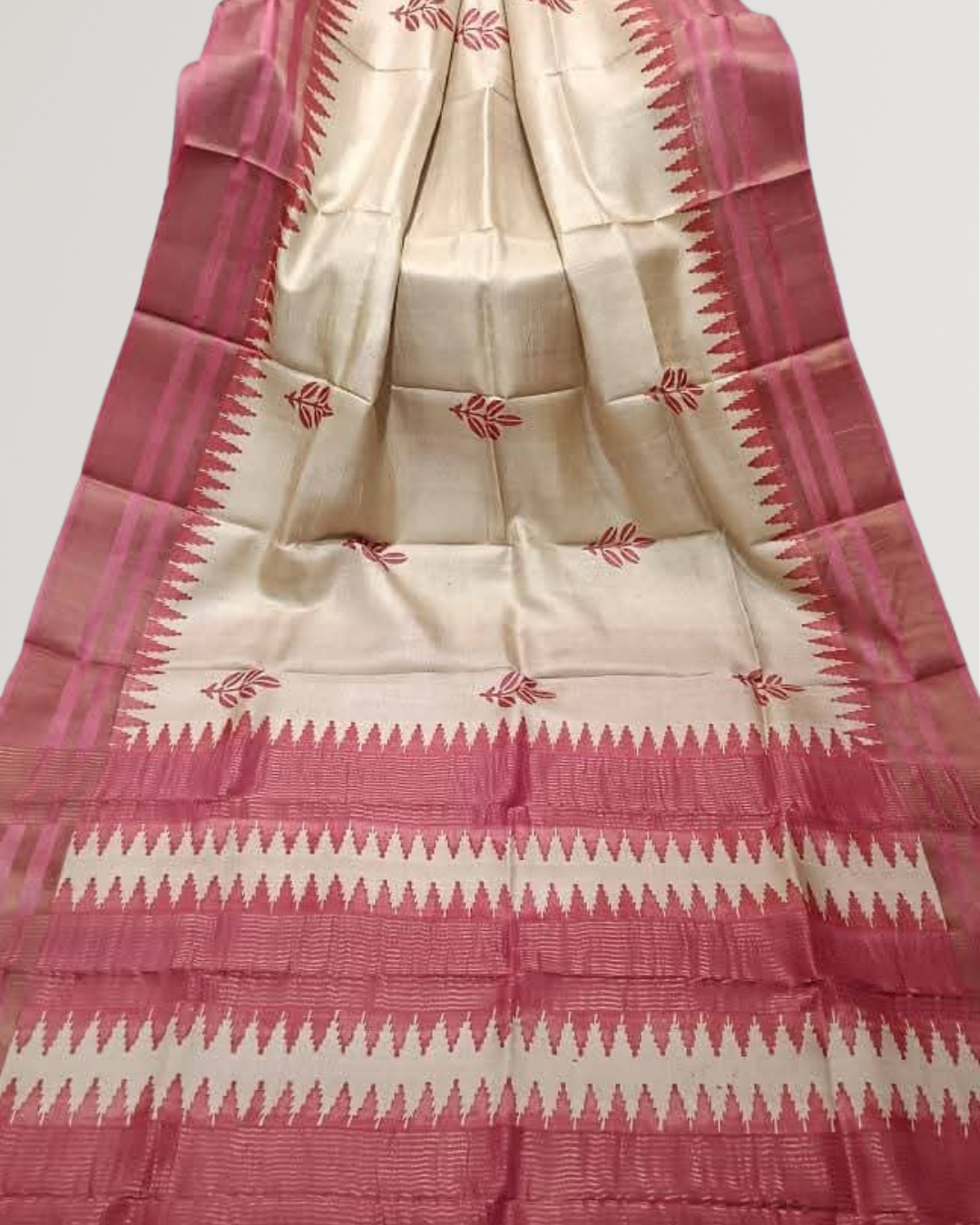 Hand Block Printed Zari Tussar Silk Saree | Silk Mark Certified | Pre-Booking