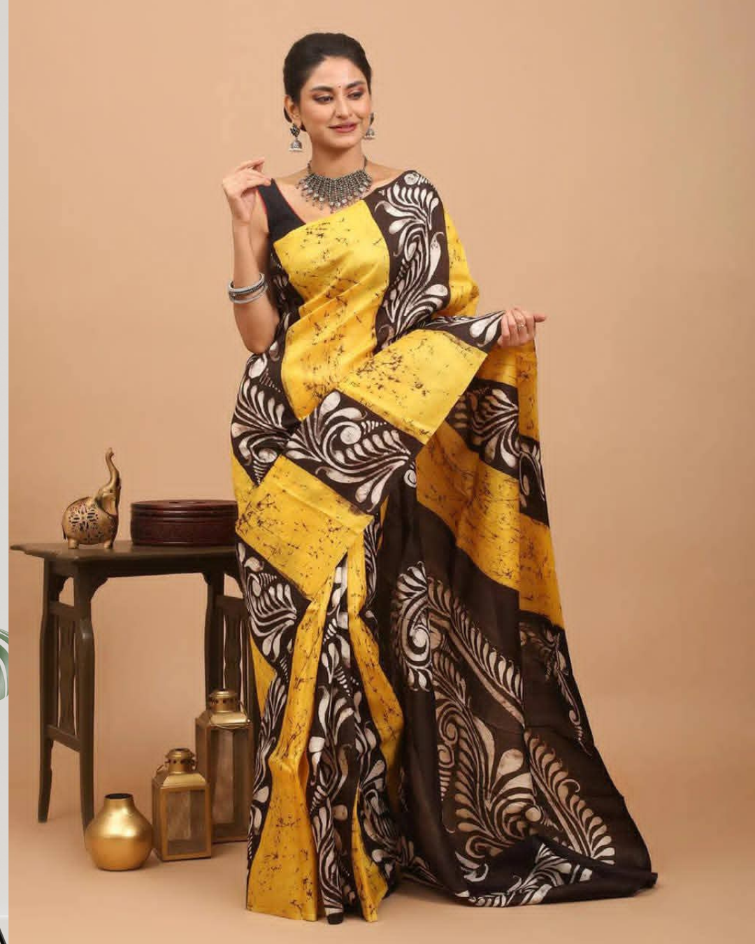 Batik Art on 3 Ply Murshidabad Silk Saree | Silk Mark Certified | Pre-Booking