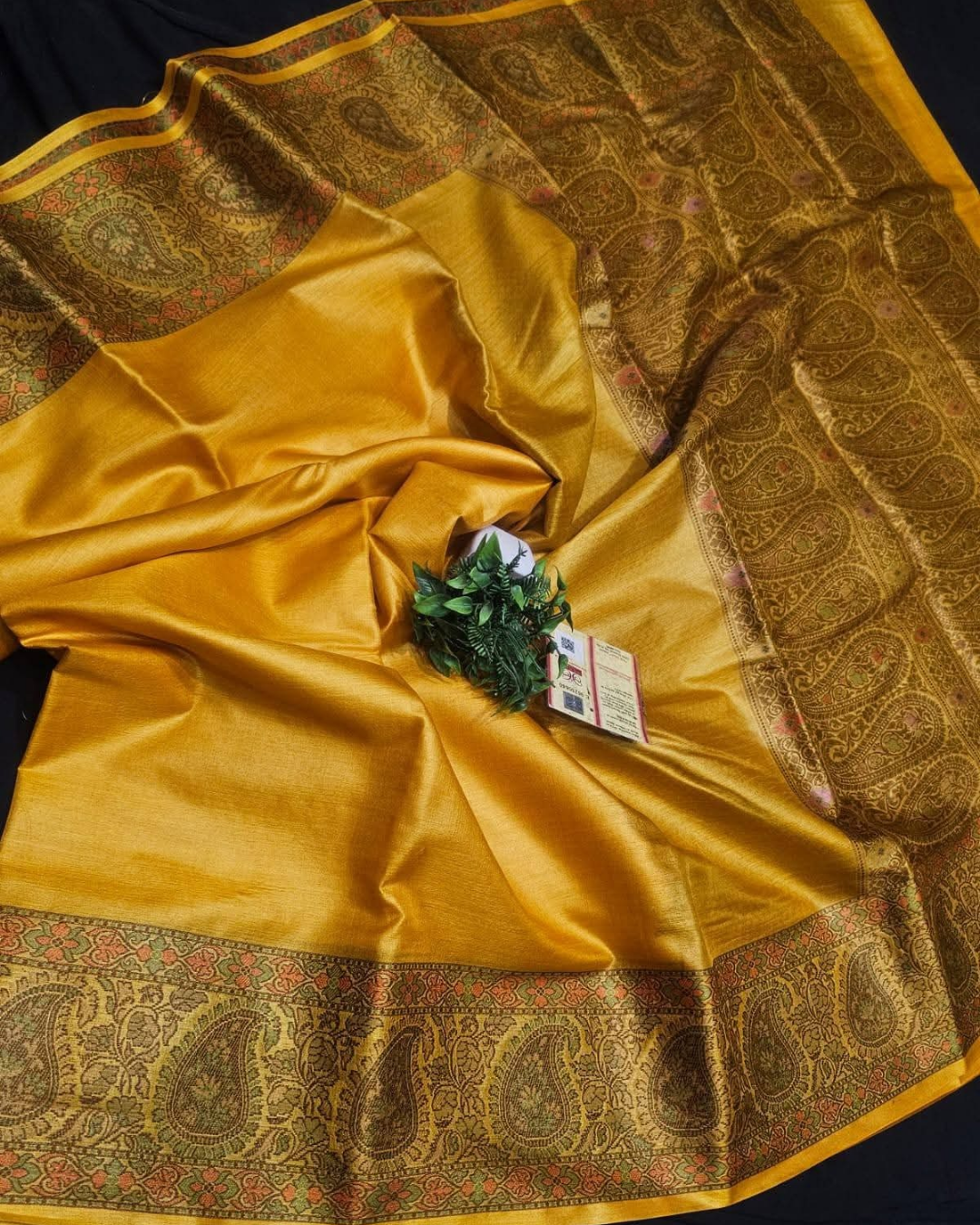 Hand-Painted Madhubani Tussar Ghicha Silk Saree with Silk Mark Certification