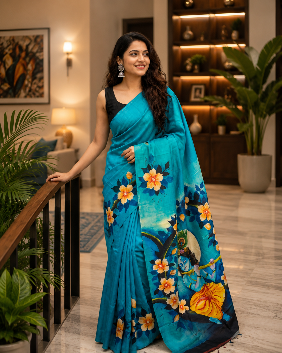 Bishnupuri Tussar Hand-Painted Saree