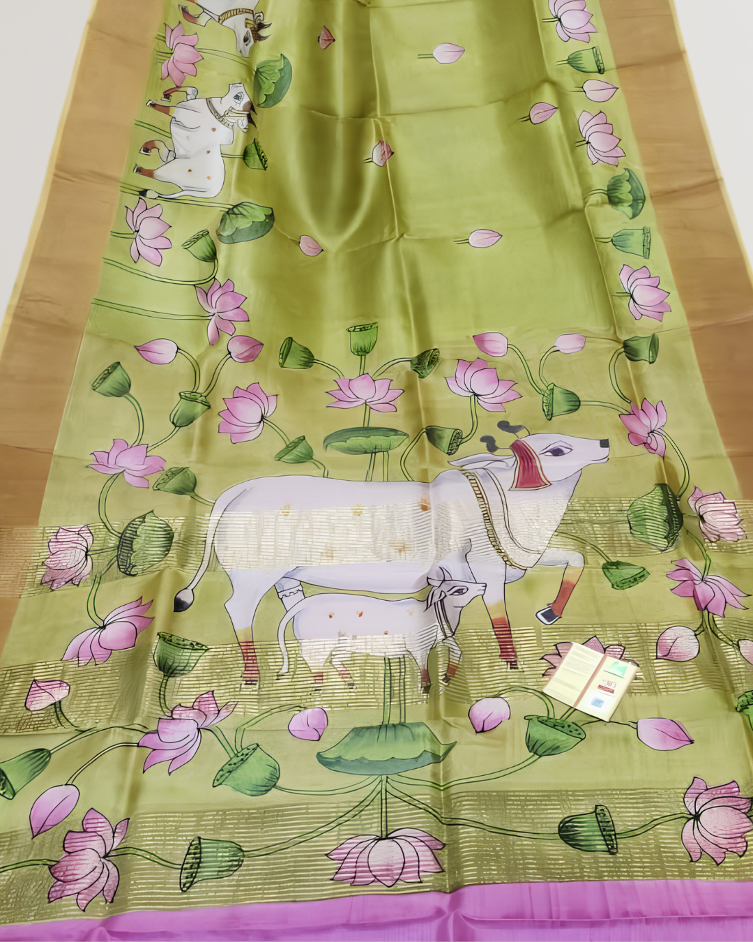 Hand-Painted Kalamkari On Check Zari Tussar Silk Saree | Silk Mark Certified | Pre-Booking