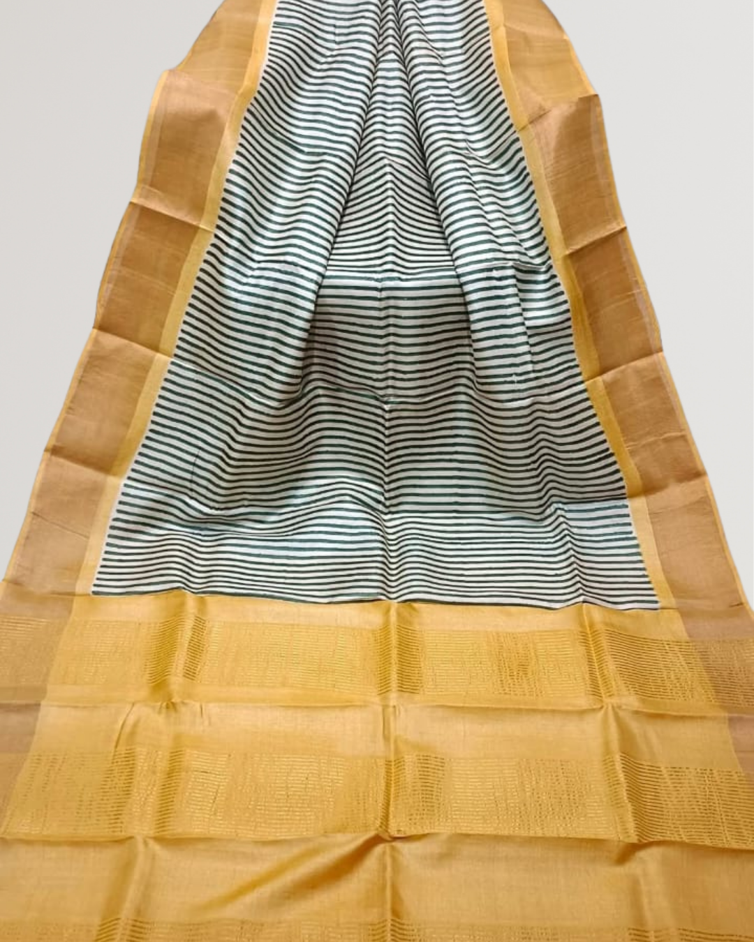 Hand Block Printed Zari Tussar Silk Saree | Silk Mark Certified | Pre-Booking