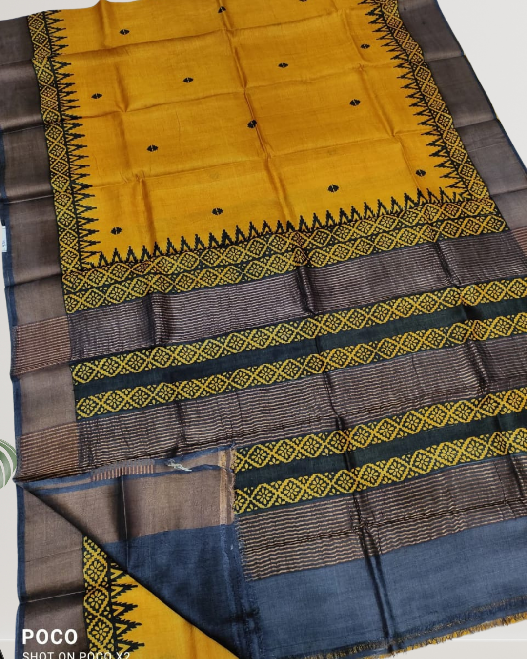 Hand Block Printed Zari Tussar Silk Saree | Silk Mark Certified | Pre-Booking
