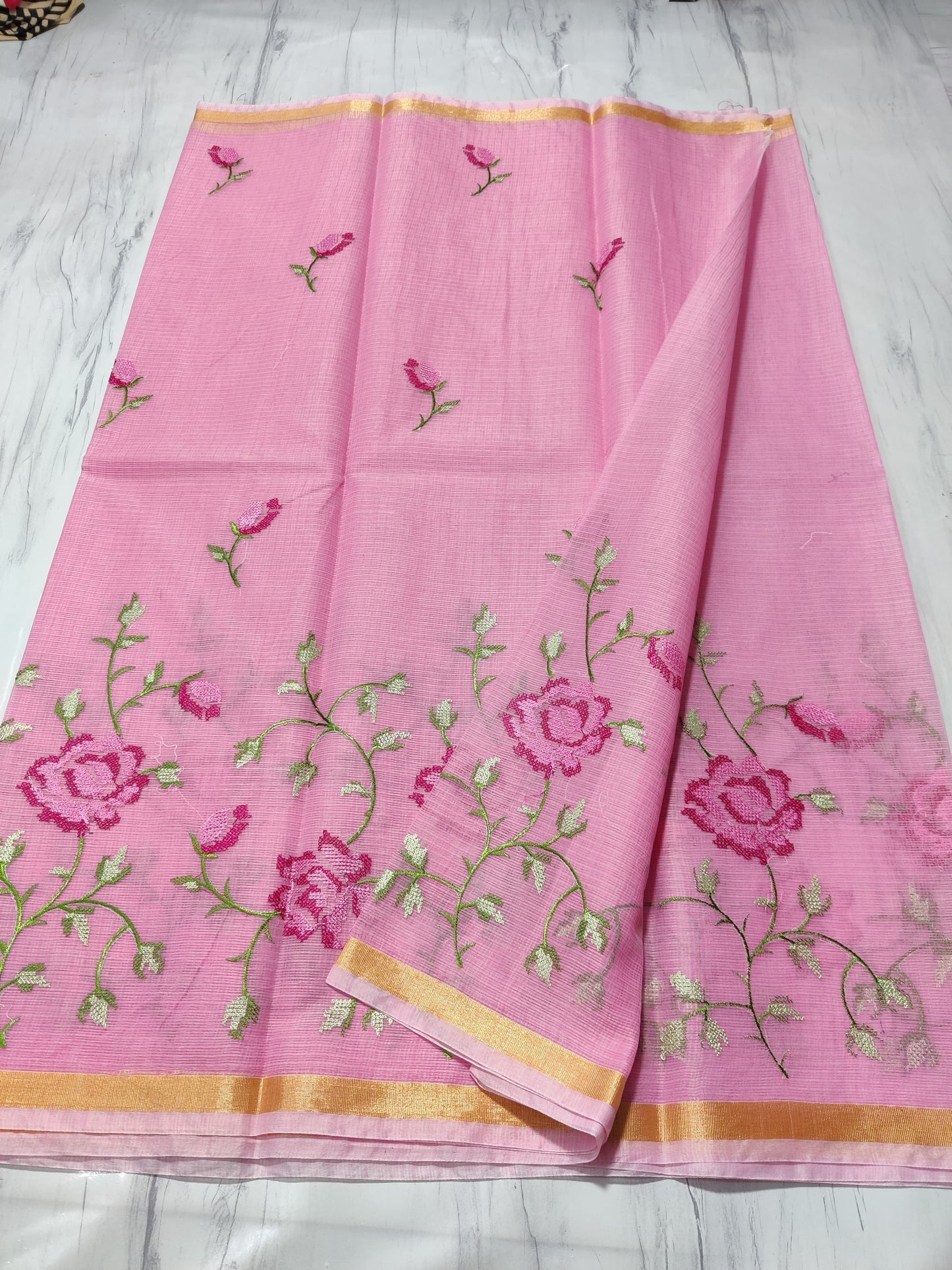 Graceful Mix Kota Cotton Saree with Blouse Piece