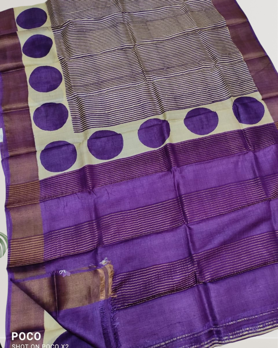 Hand Block Printed Zari Tussar Silk Saree | Silk Mark Certified | Pre-Booking