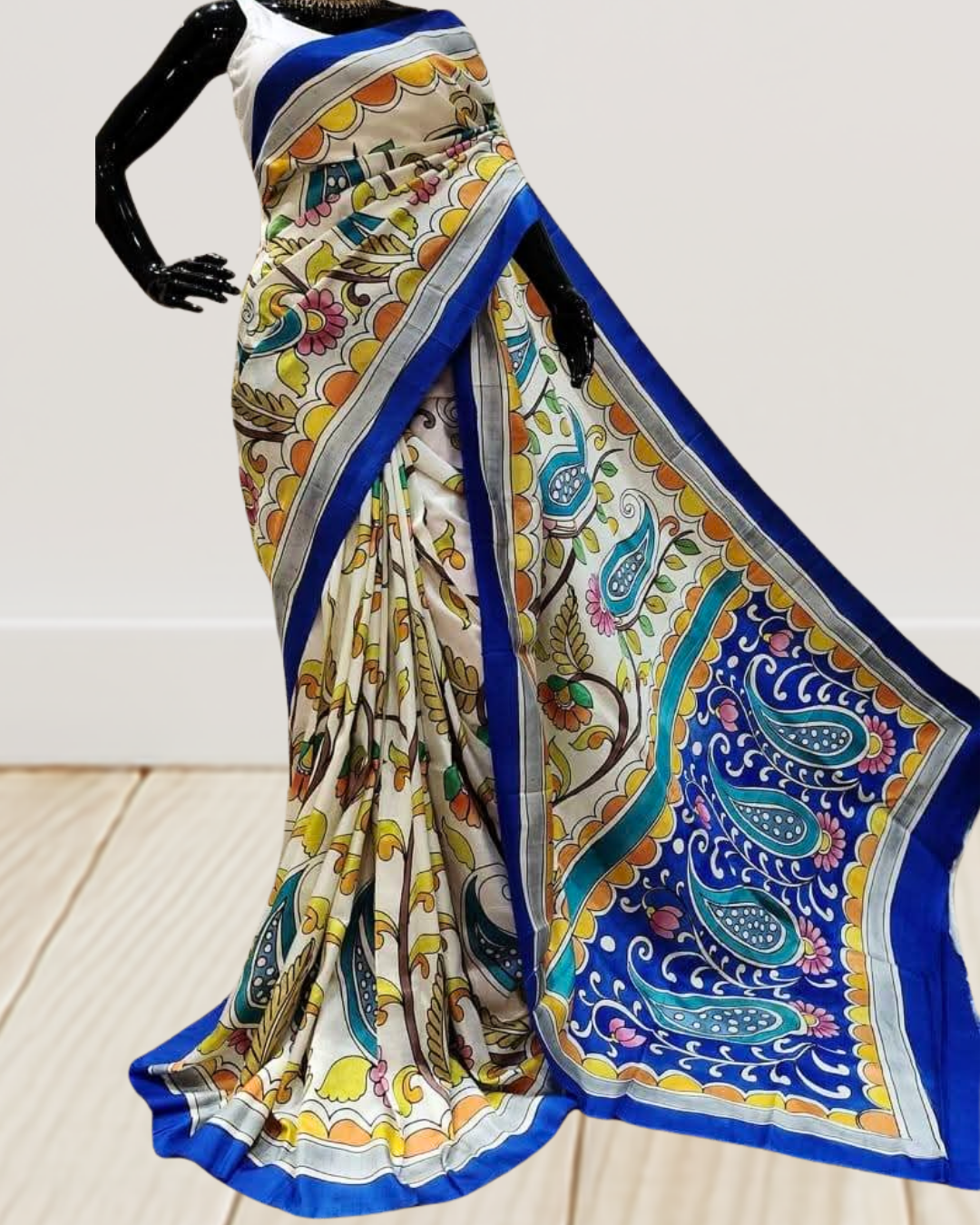 Hand-Painted Kalamkari on Bishnupuri Silk Saree | Silk Mark Certified | Pre-Booking